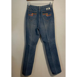 Vintage Live Ins Womens Jeans Size 13/14 Blue High Rise Straight Leg Disco 70s